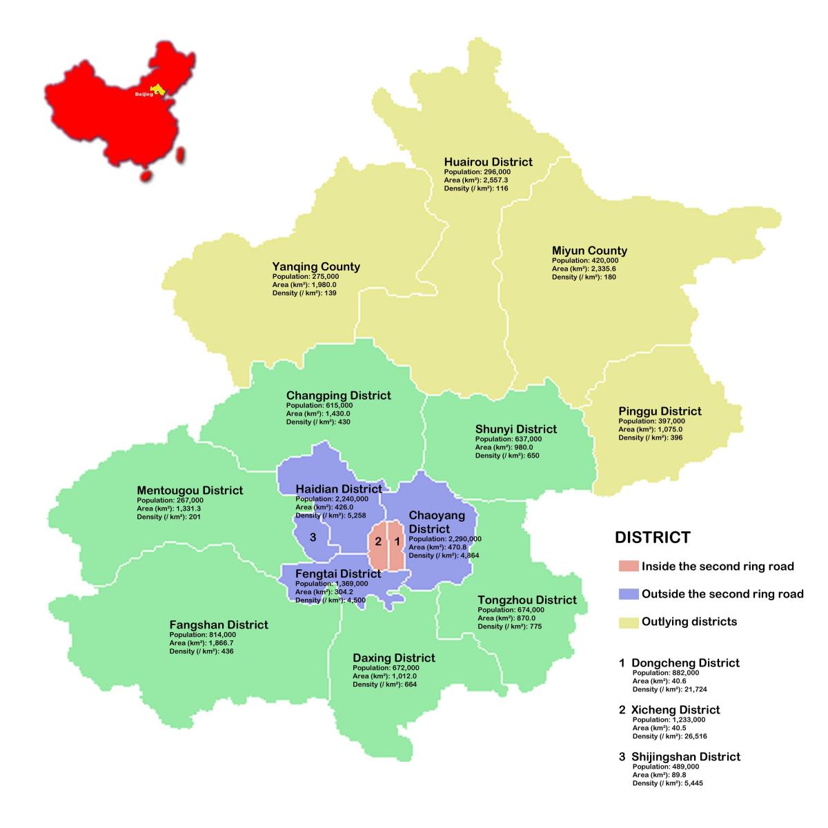 Beijing lingkungan peta