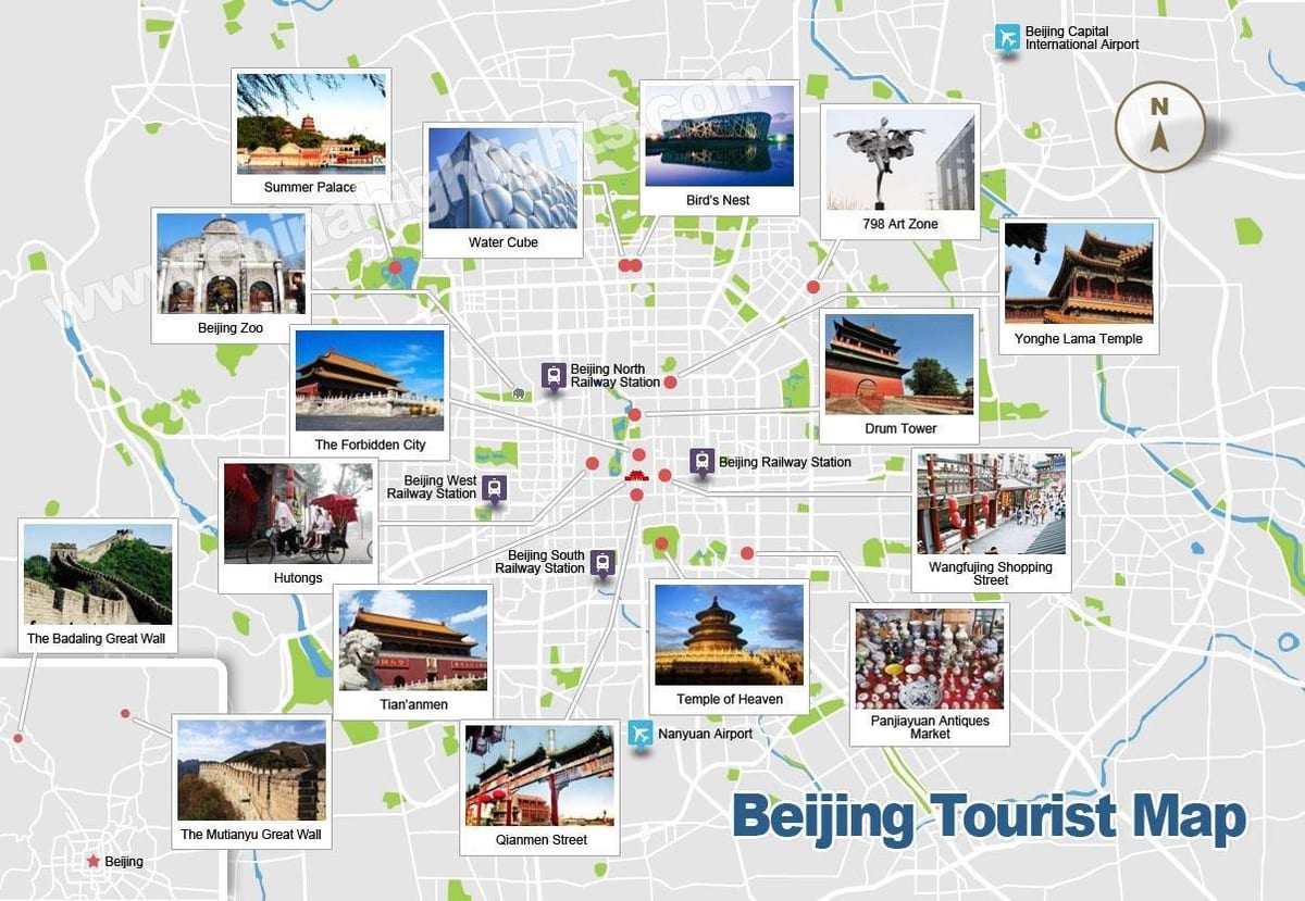 Beijing dan tempat-tempat menarik di peta