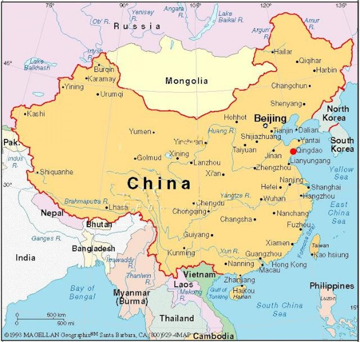 peta dari ibukota Cina