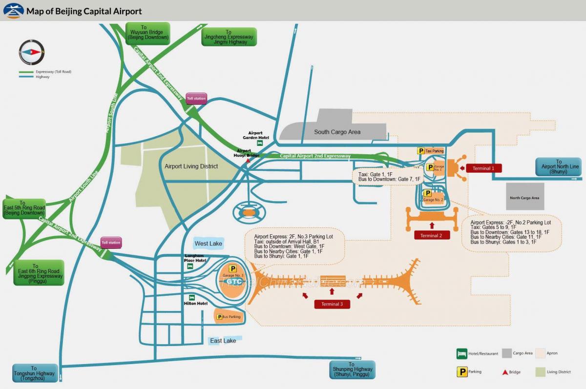 Beijing bandara terminal peta