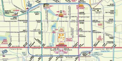 Peta dari peta kereta bawah tanah Beijing dengan tempat wisata